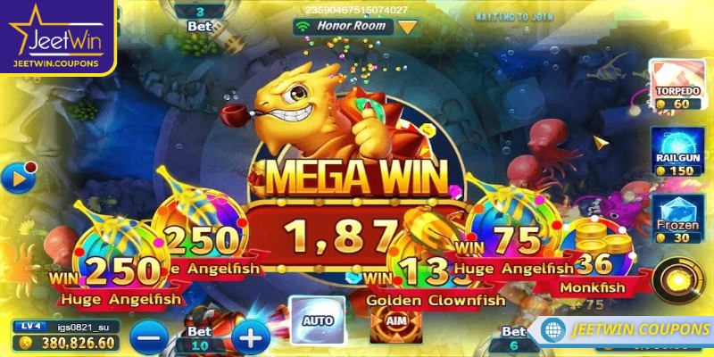 Mega Fishing JeetWin – Bùng nổ niềm vui săn cá cực kỳ thú vị 3 Phòng Mega nâng cao vô cùng hấp dẫn